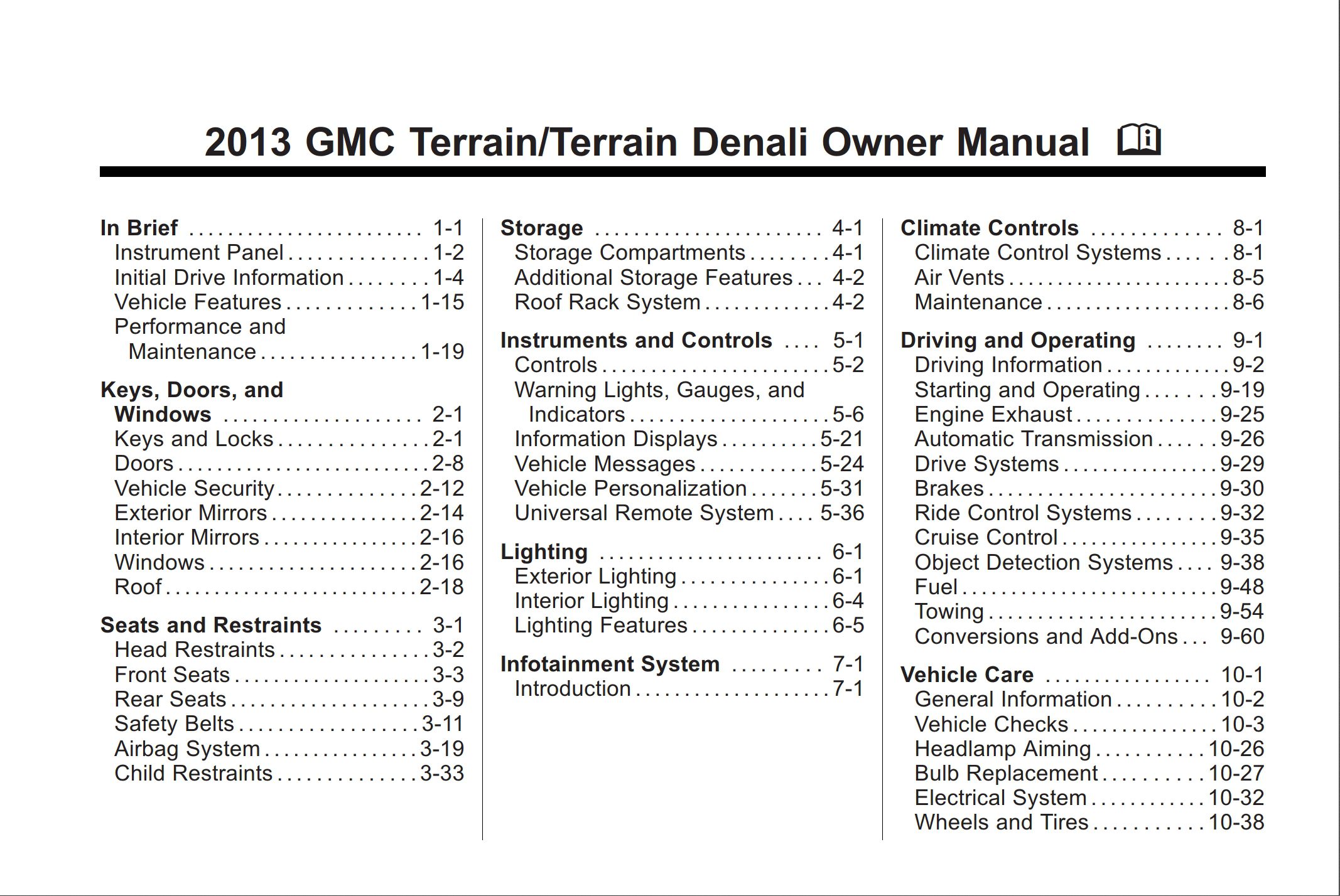 2013 gmc terrain owner's manual