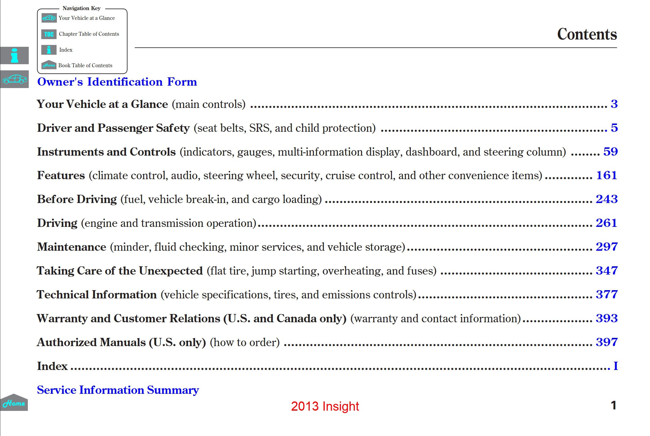 2013 honda insight owner's manual