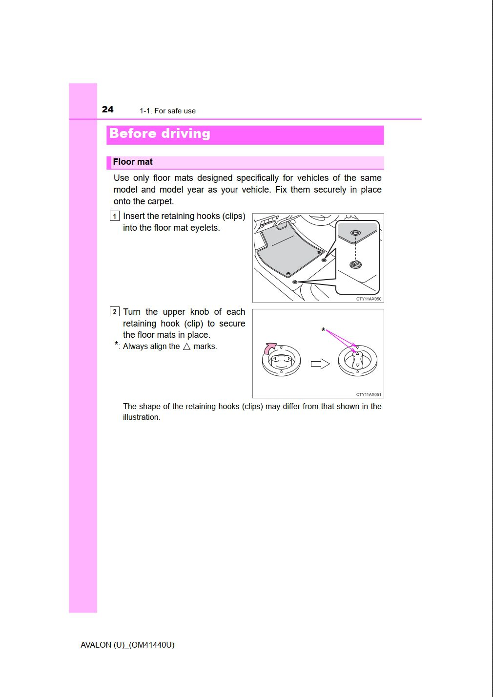 2013 toyota avalon owner's manual