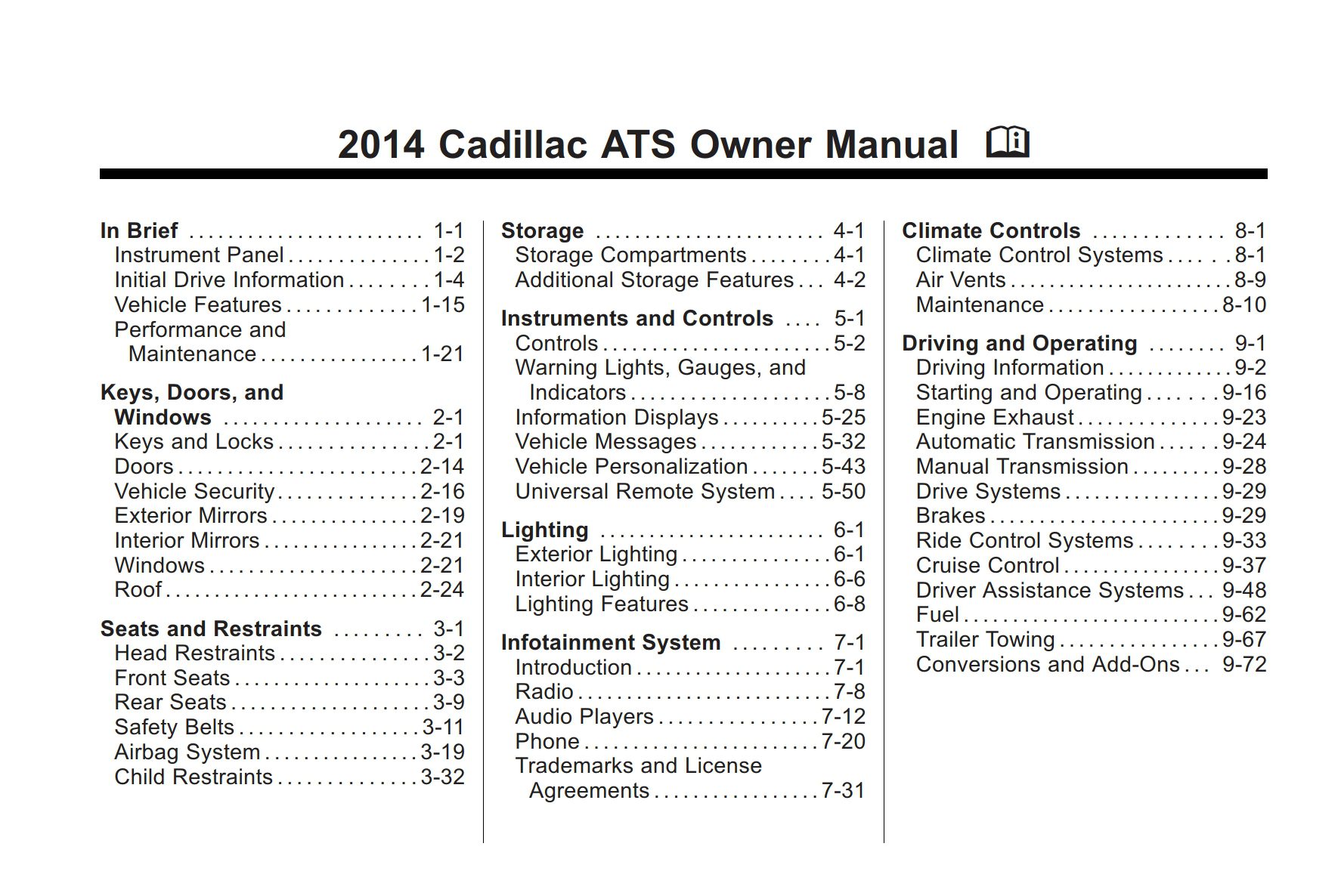 2014 cadillac ats owner manual