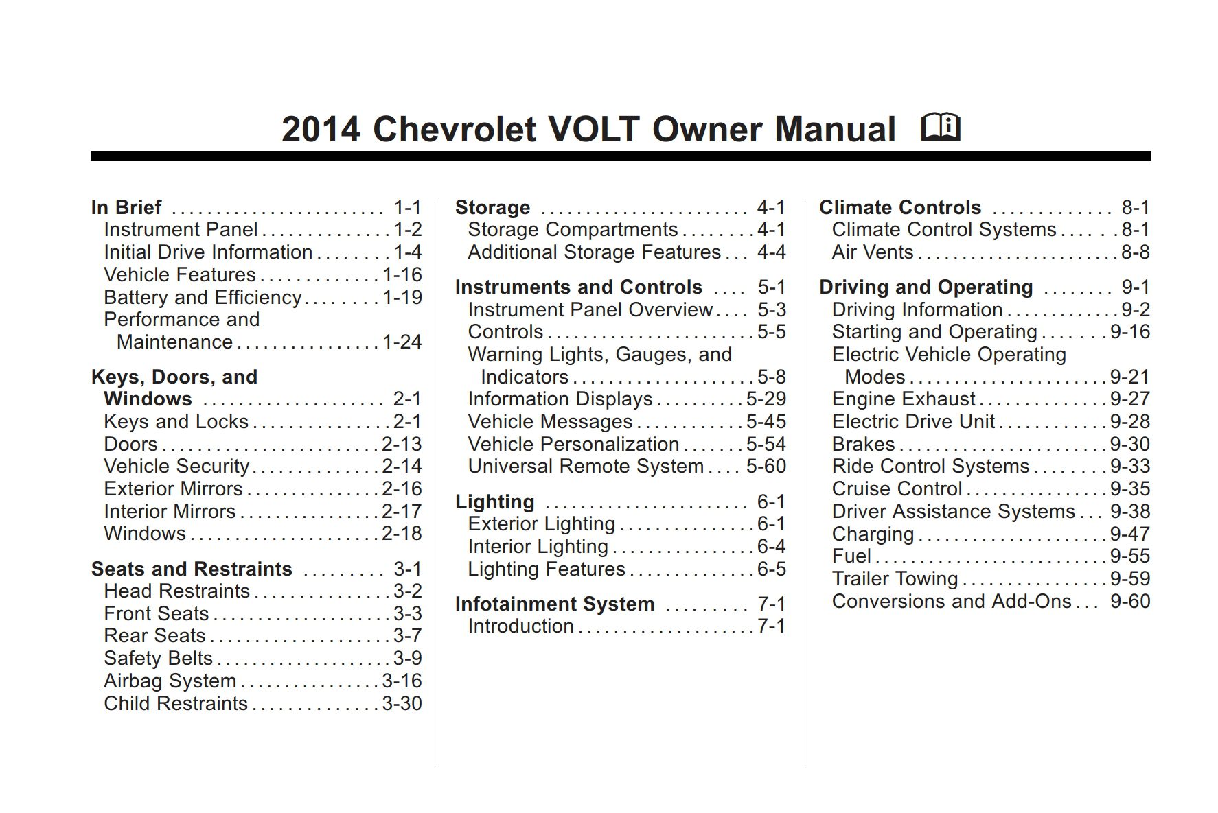 2014 chevrolet volt owner's manual