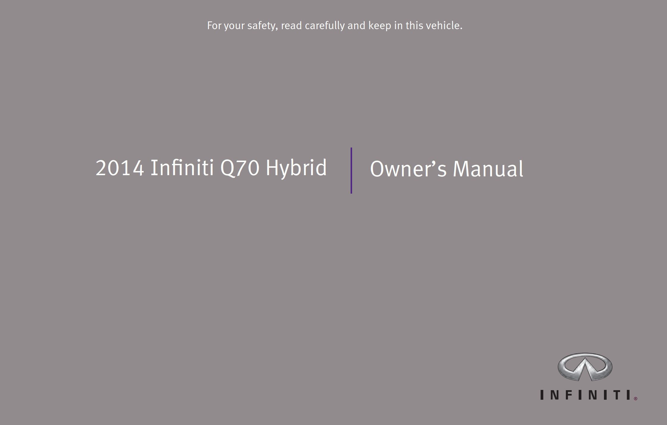 2014 infiniti q70 hybrid owner's manual