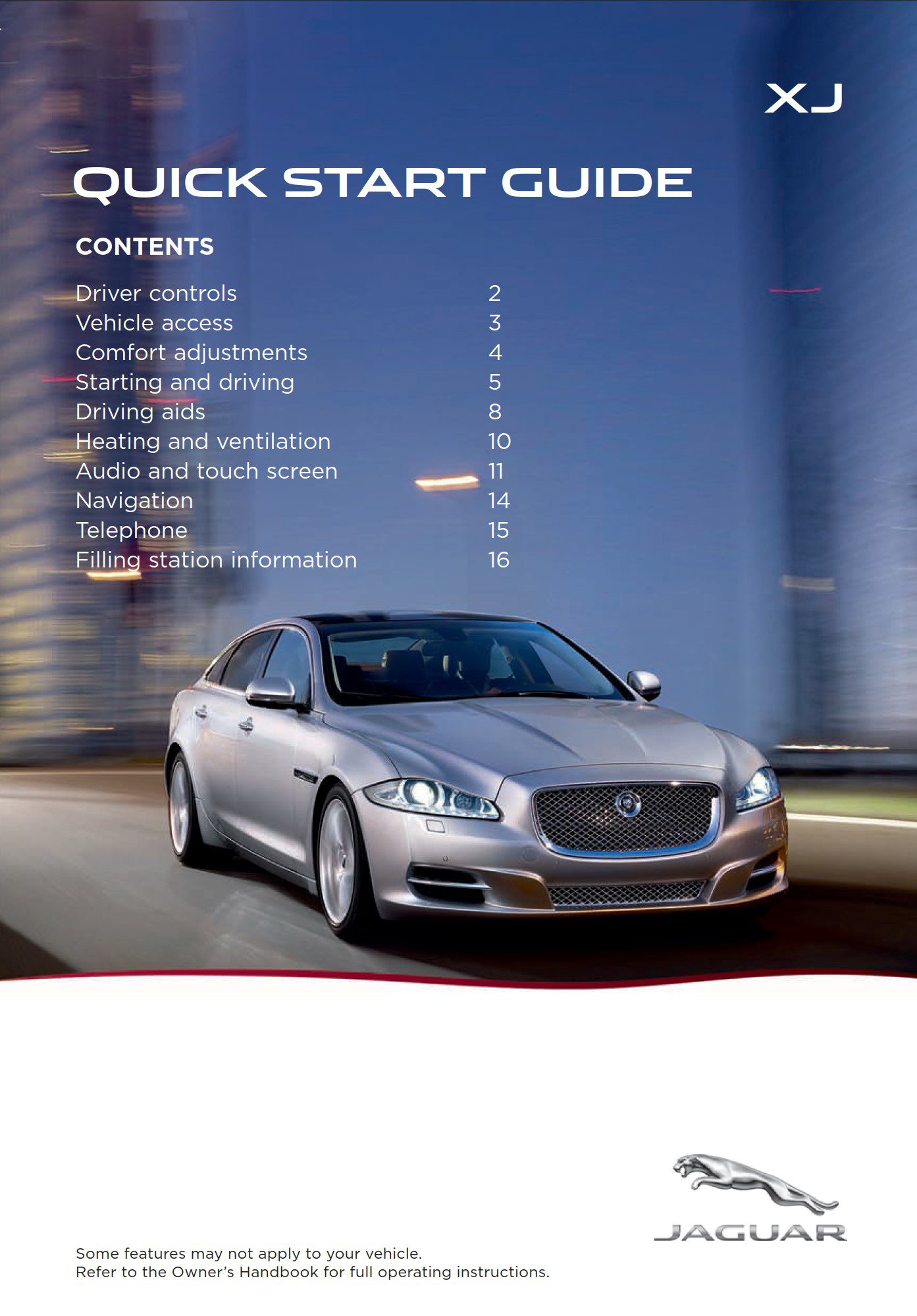 2014 jaguar xj owner's manual