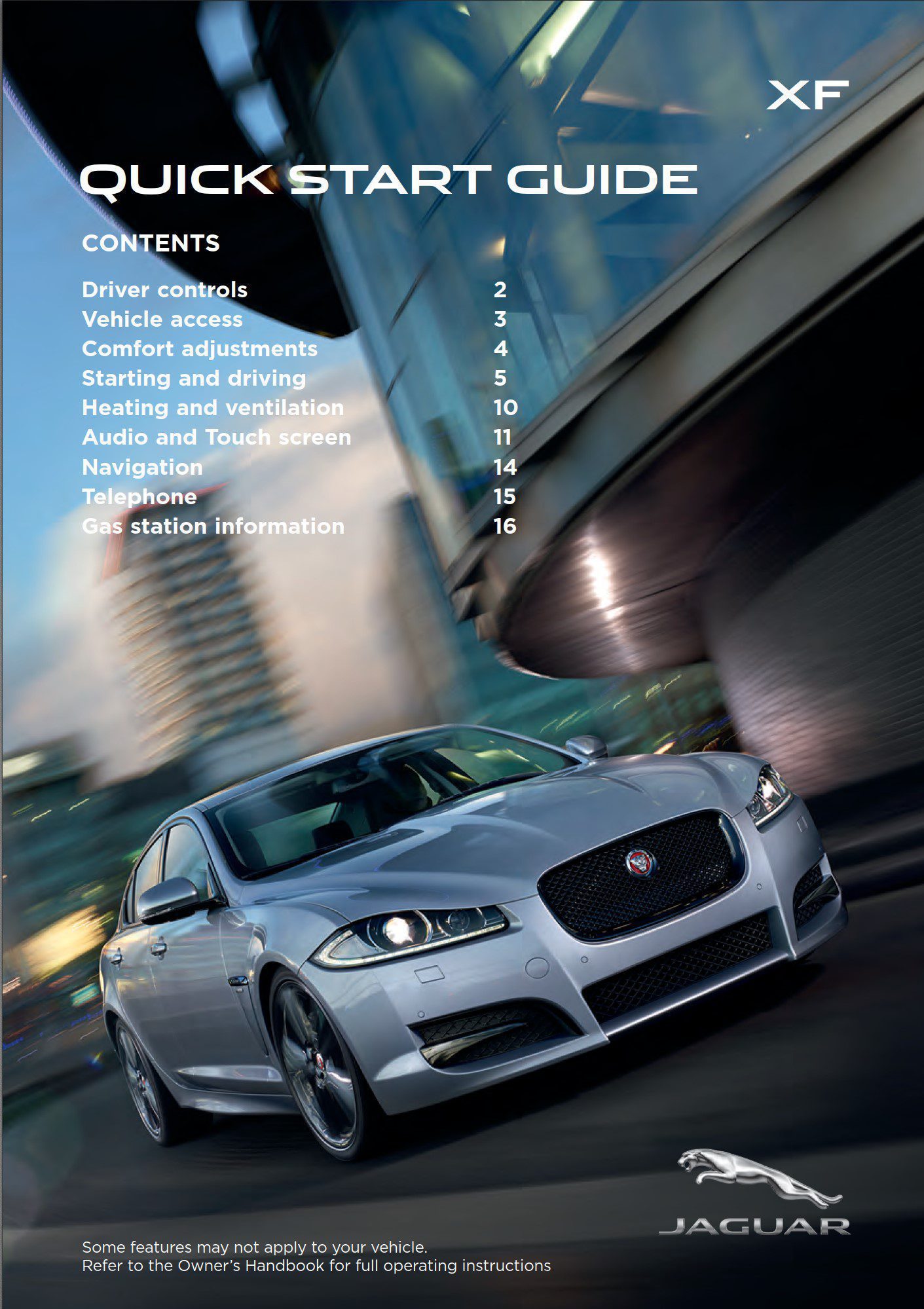 2015 jaguar xf owner's manual