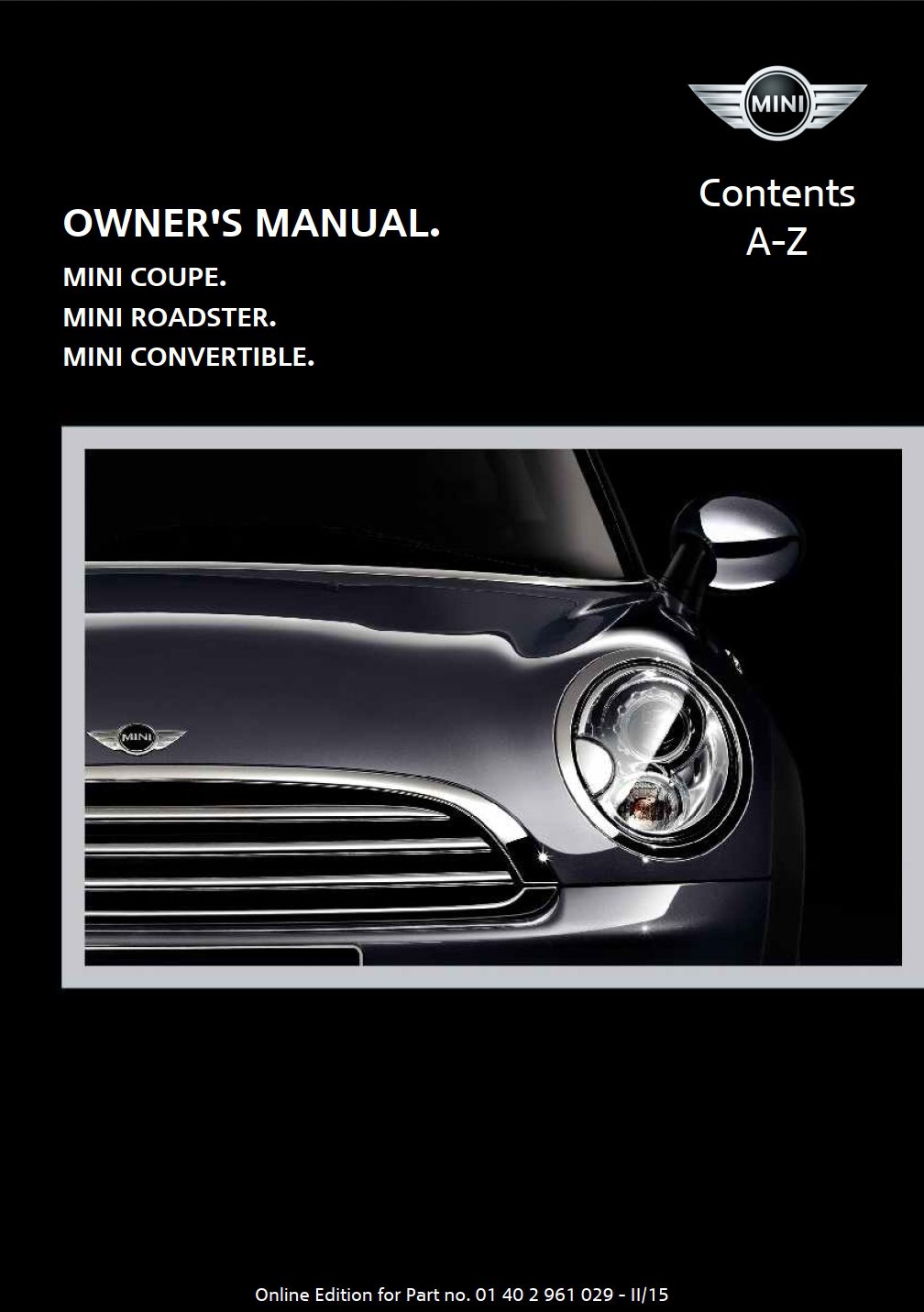 2015 mini cooper convertible owner's manual