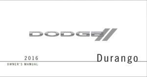 2016 dodge durango owner's manual