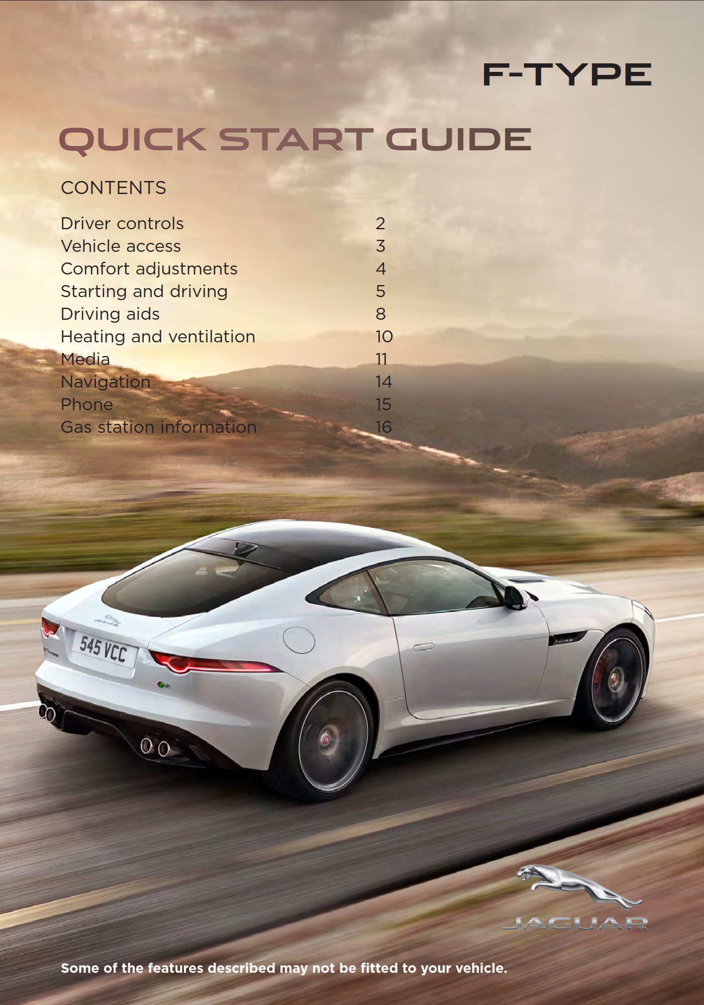 2016 jaguar f type owner's manual