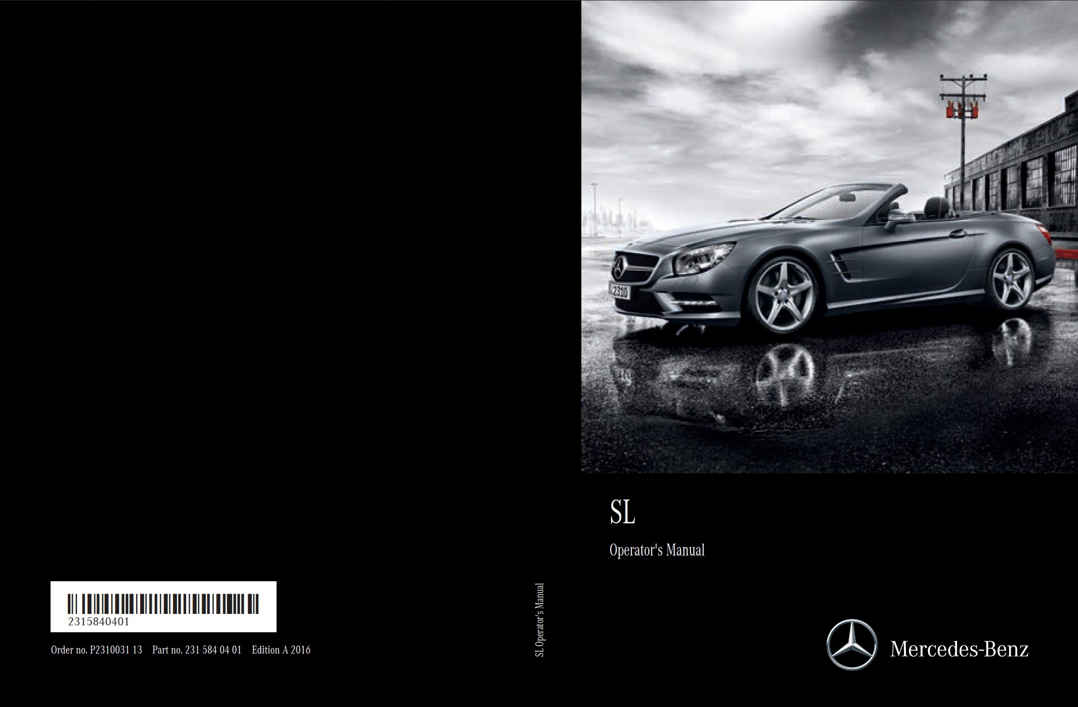 2016 mercedes benz sl class owner's manual