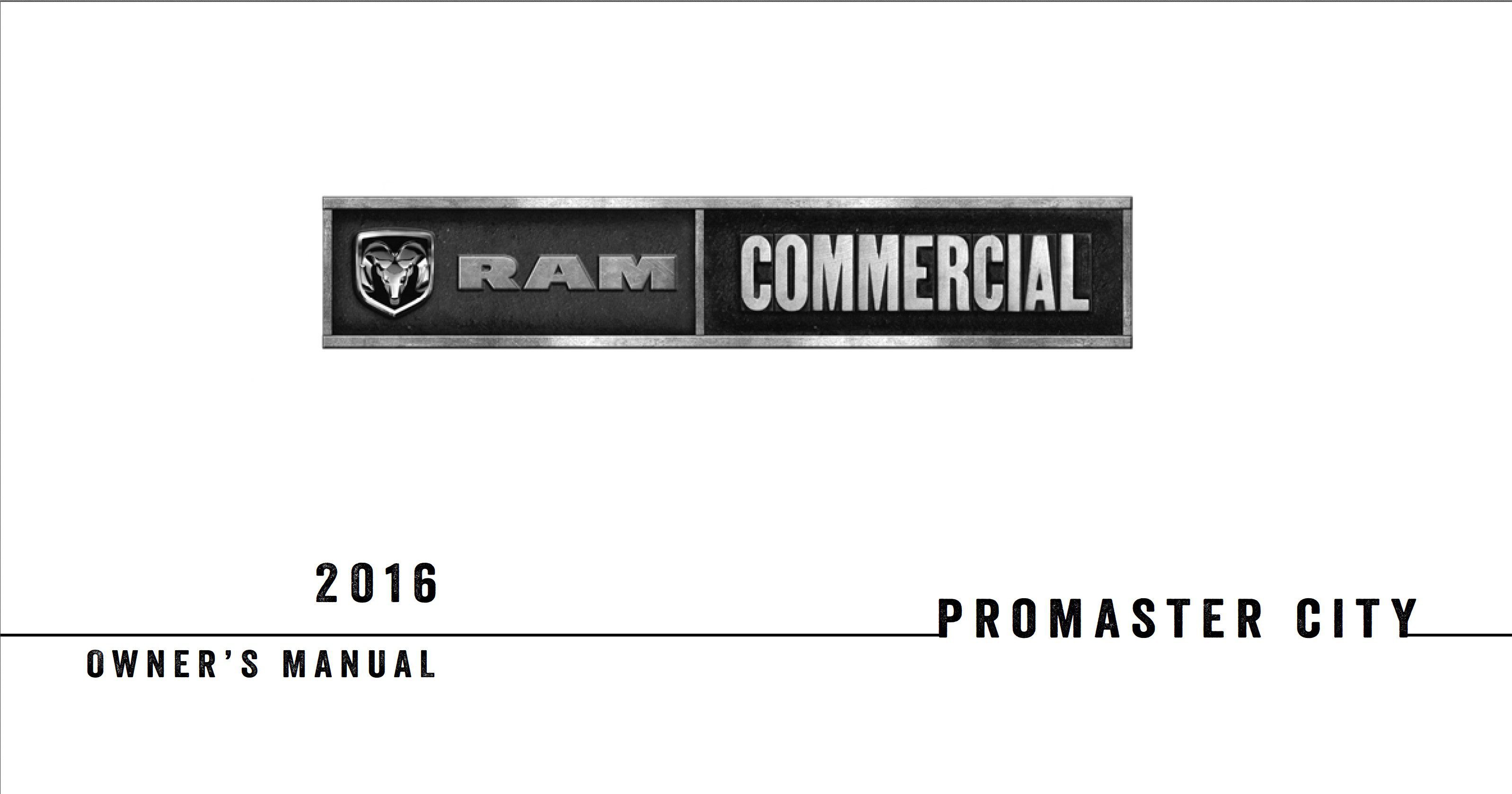 2016 ram promaster city owner's manual