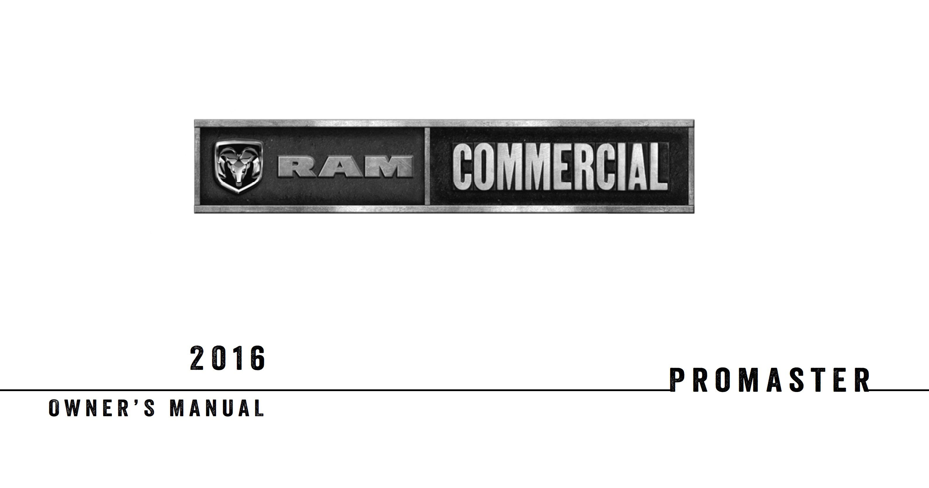 2016 ram promaster owner's manual