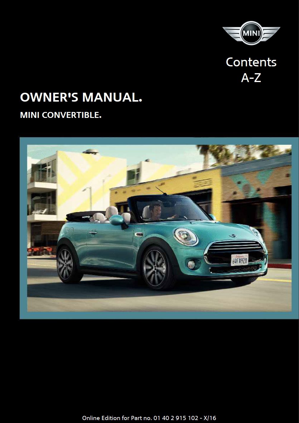 2017 mini cooper convertible owner's manual