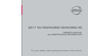 2017 nissan nv cargo van owner's manual