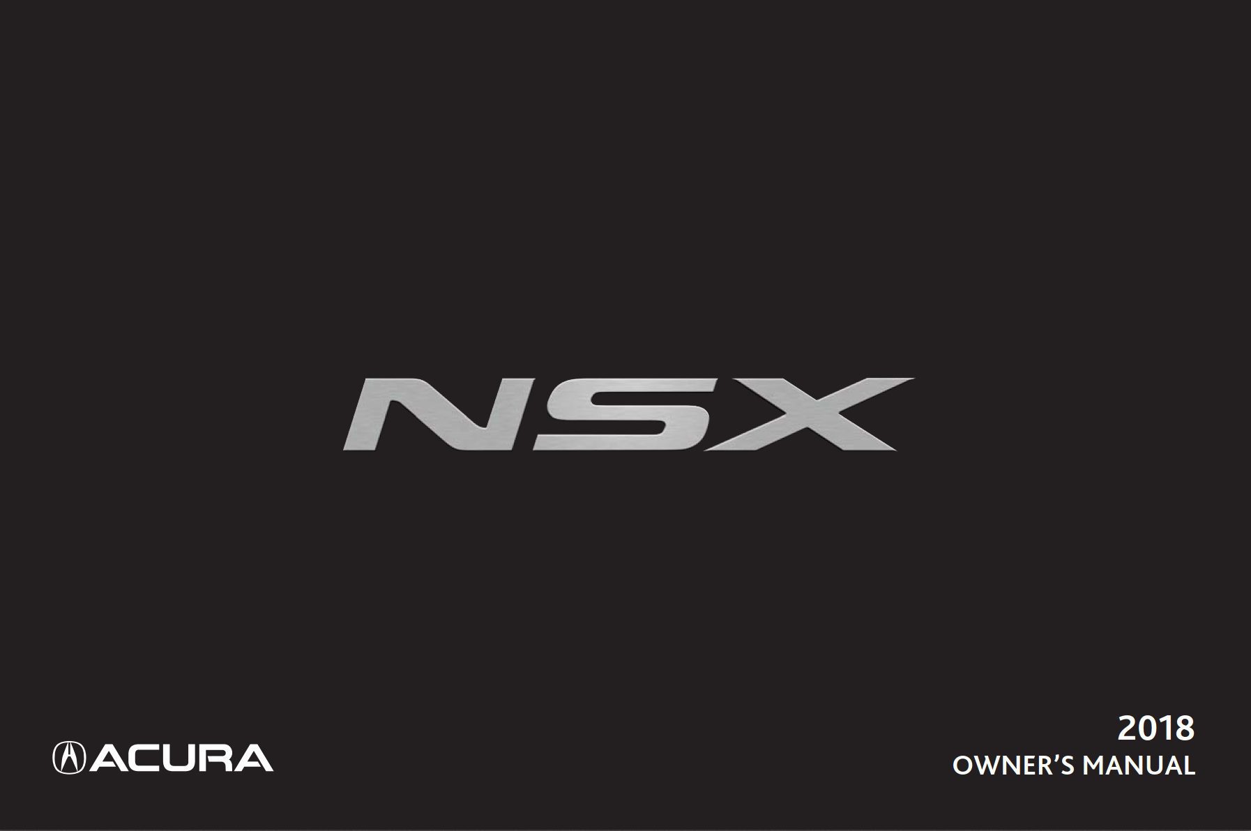 2018 acura nsx owner's manual