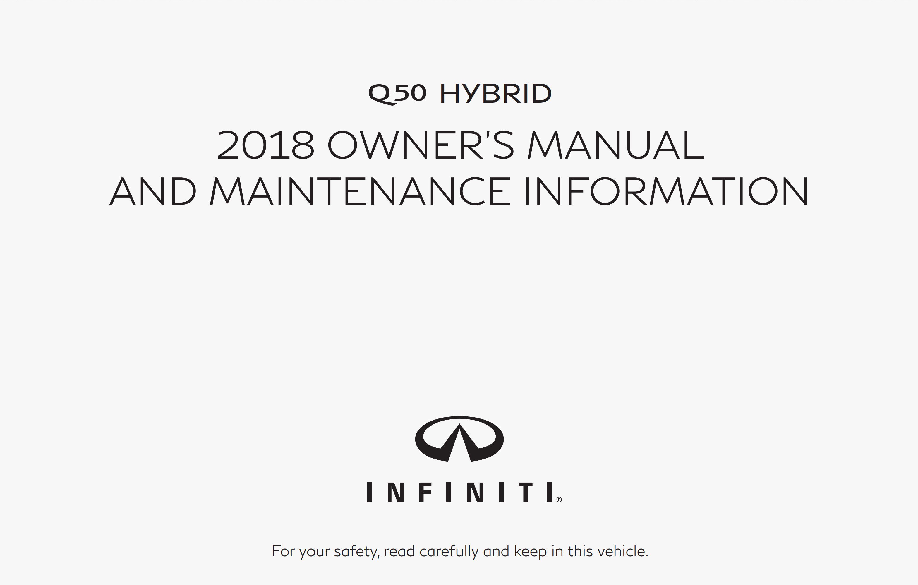 2018 infiniti q50 hybrid owner's manual