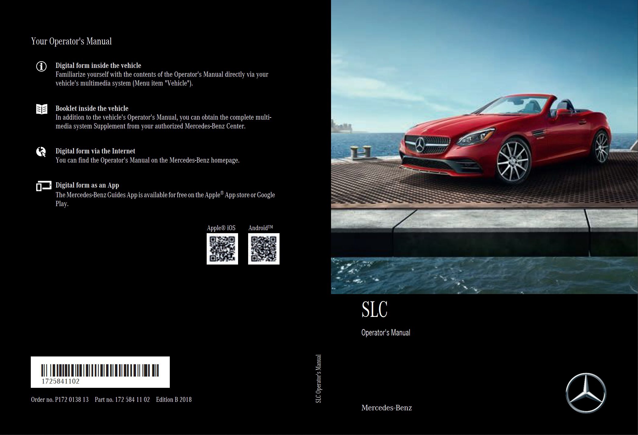 2018 mercedes benz sl class owner's manual