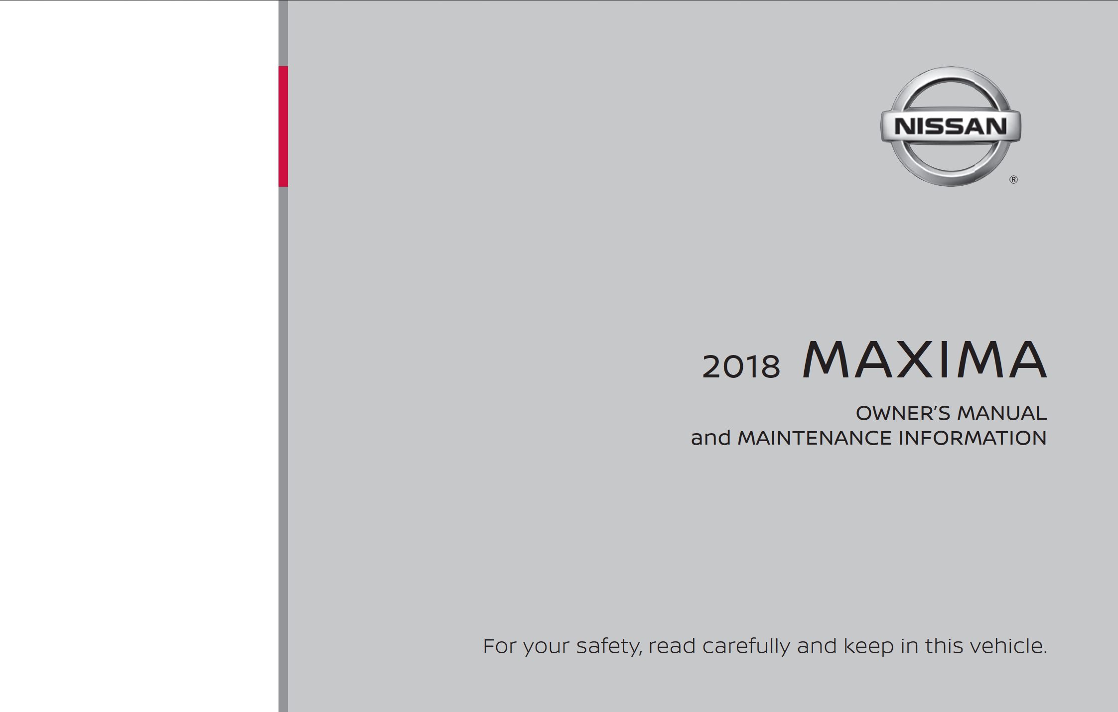 2018 nissan maxima owner's manual