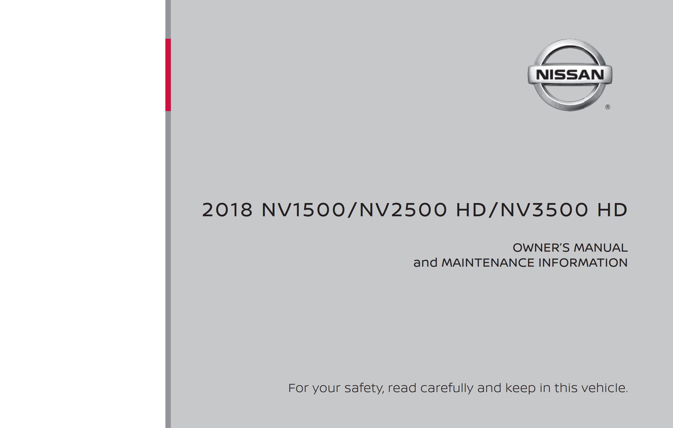 2018 nissan nv cargo van owner's manual