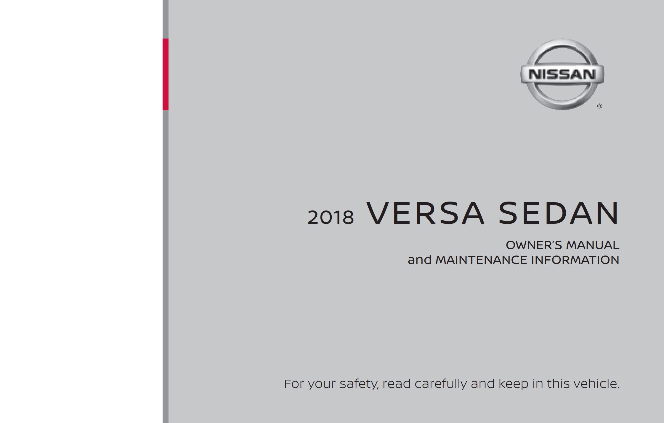 2018 nissan versa sedan owner's manual