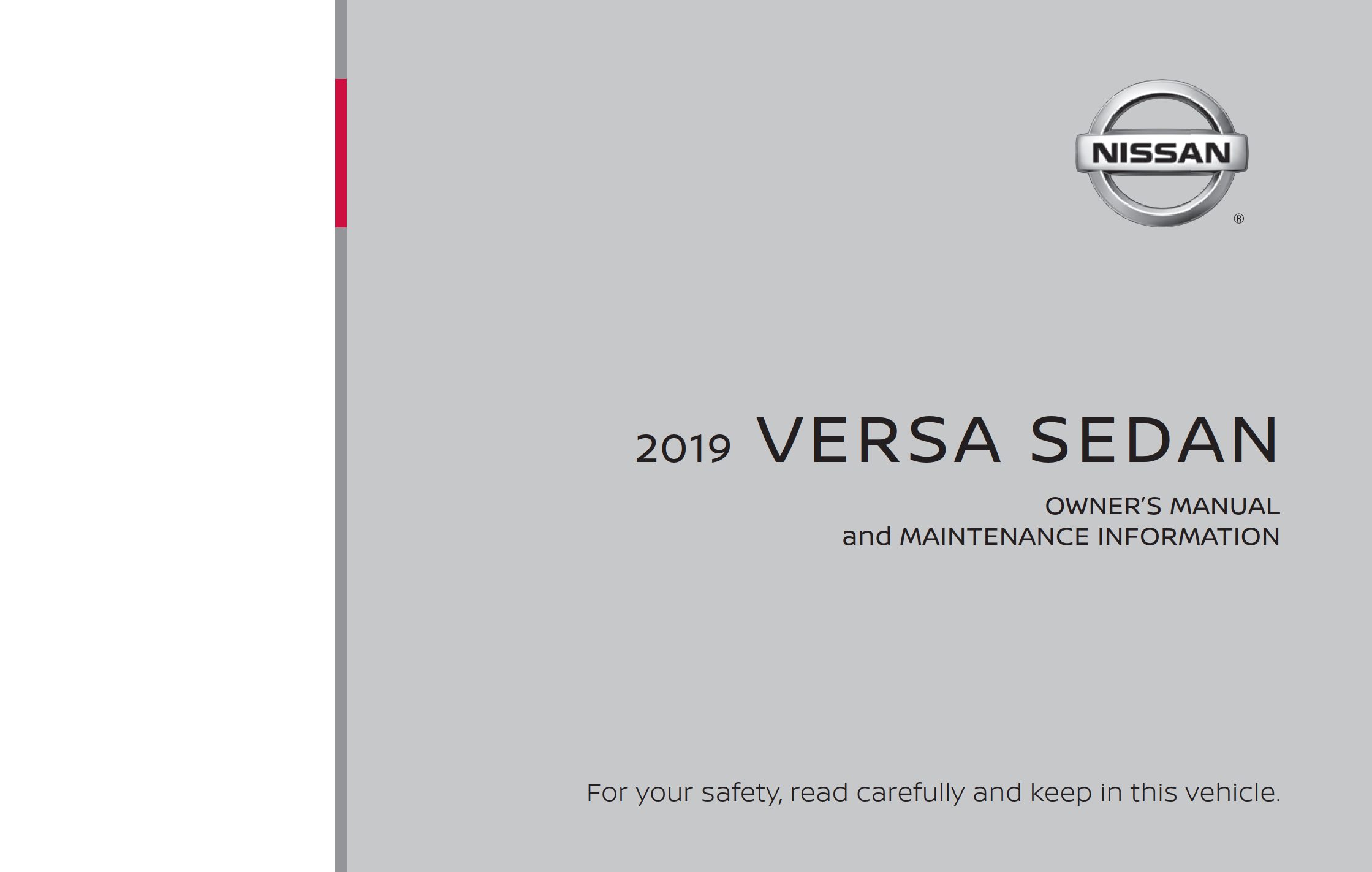 2019 nissan versa sedan owner's manual