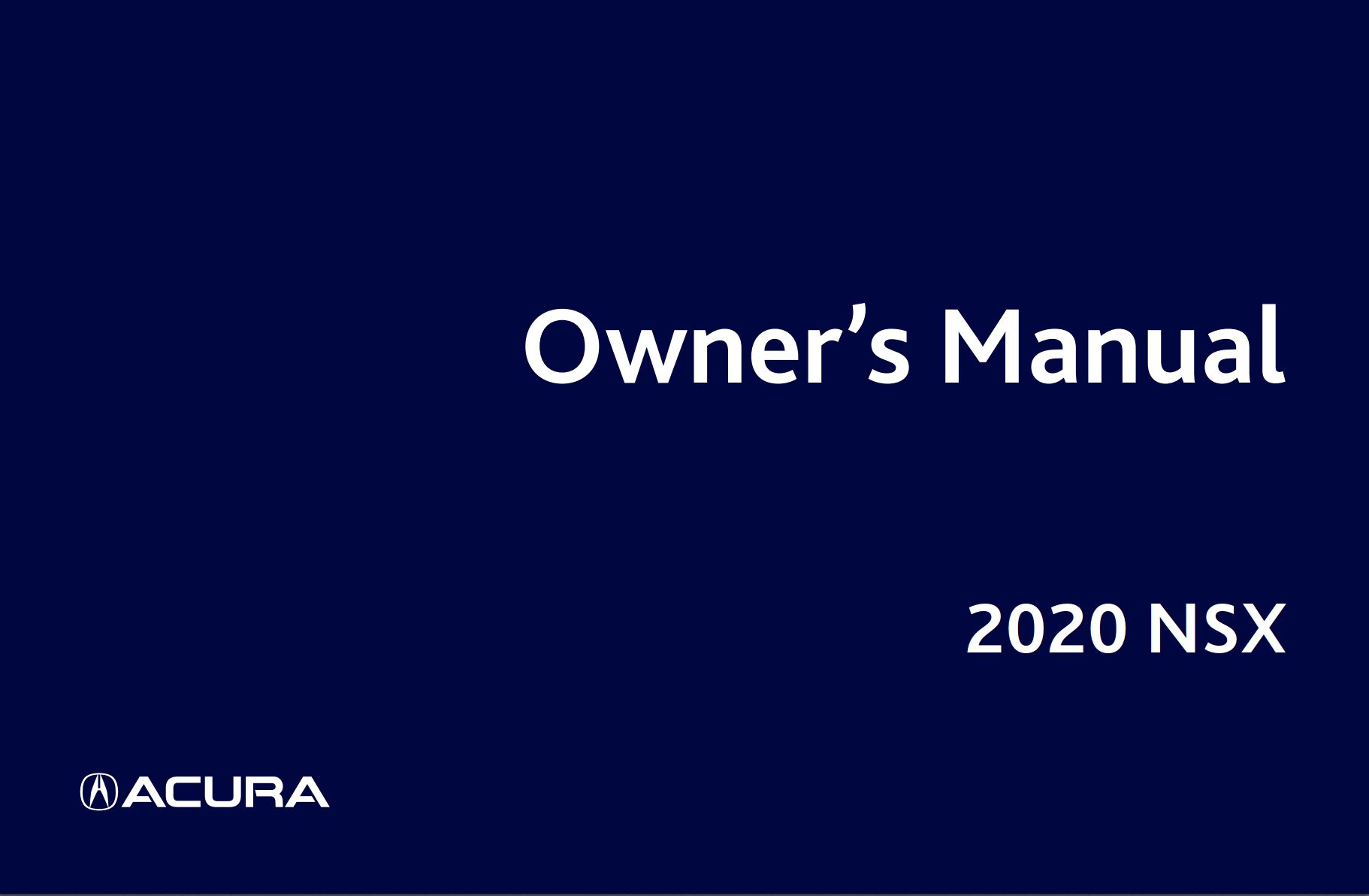 2020 acura nsx owner's manual