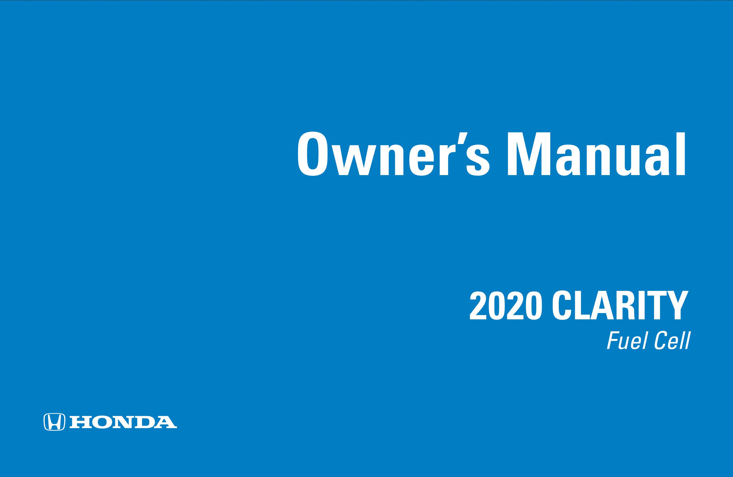 2020 honda clarity fuel cell owner's manual