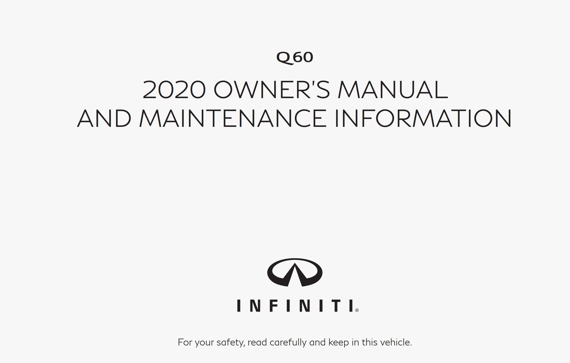 2020 infiniti q60 owner's manual