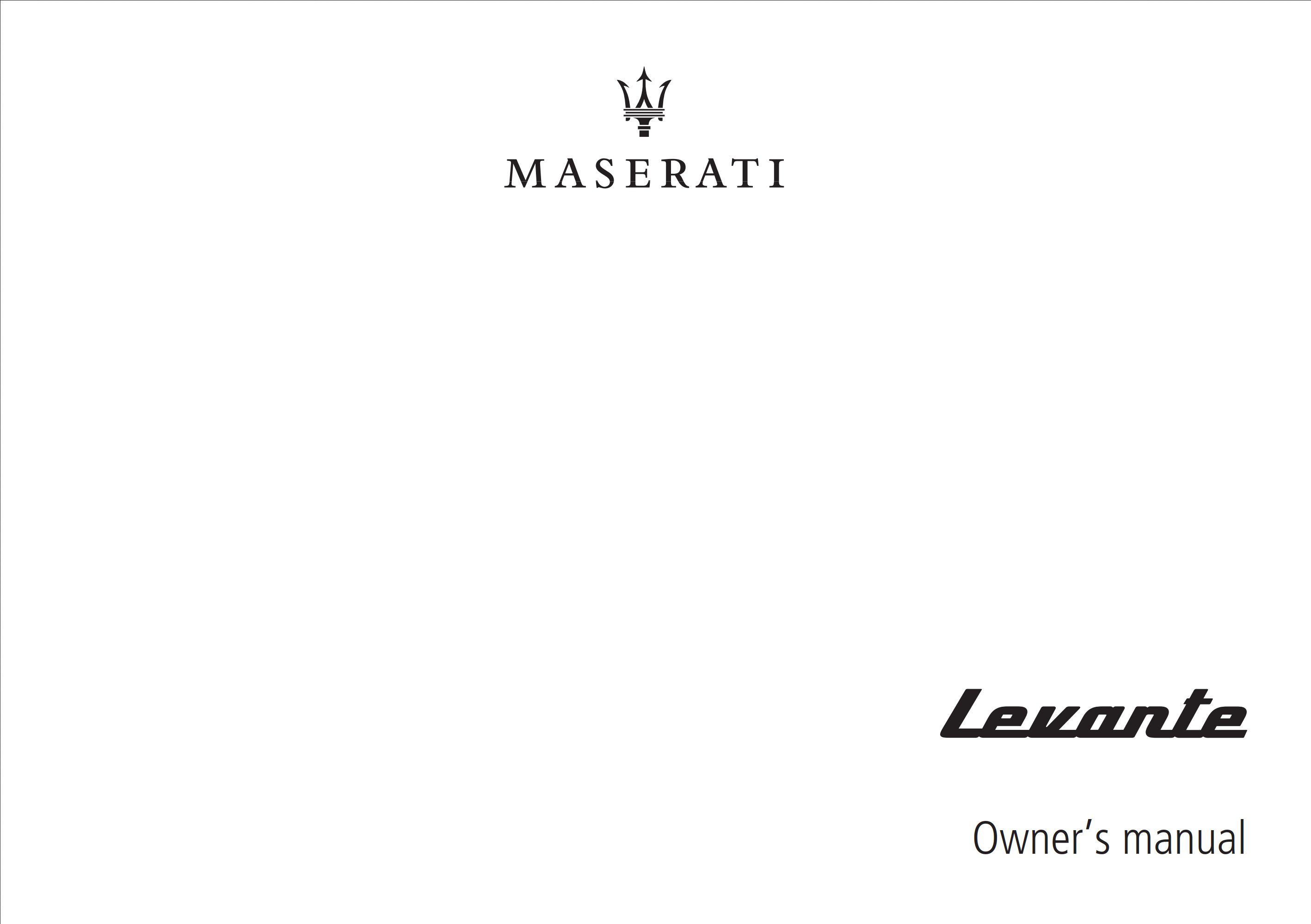 2020 maserati levante owner's manual