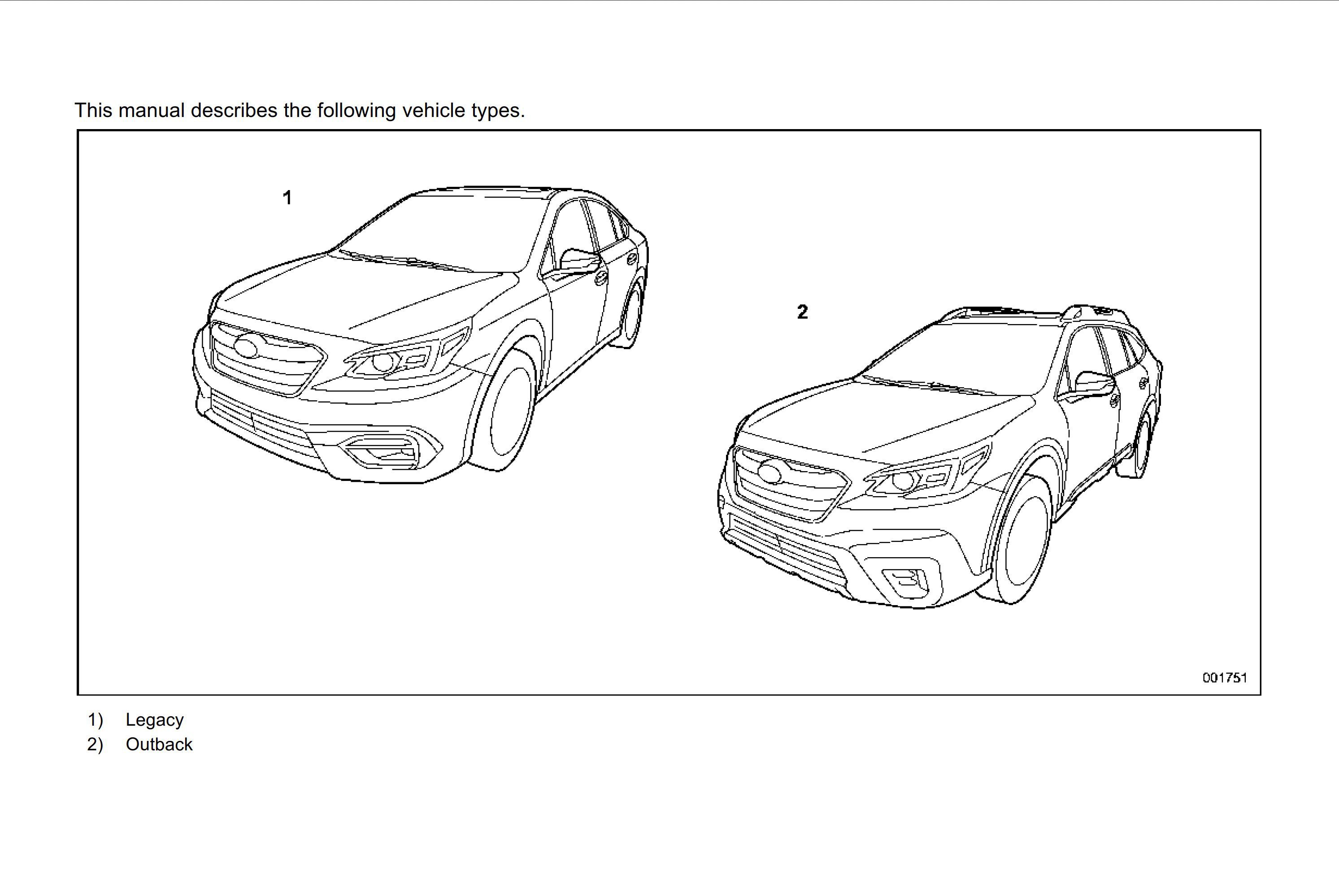 2020 subaru legacy owner's manual