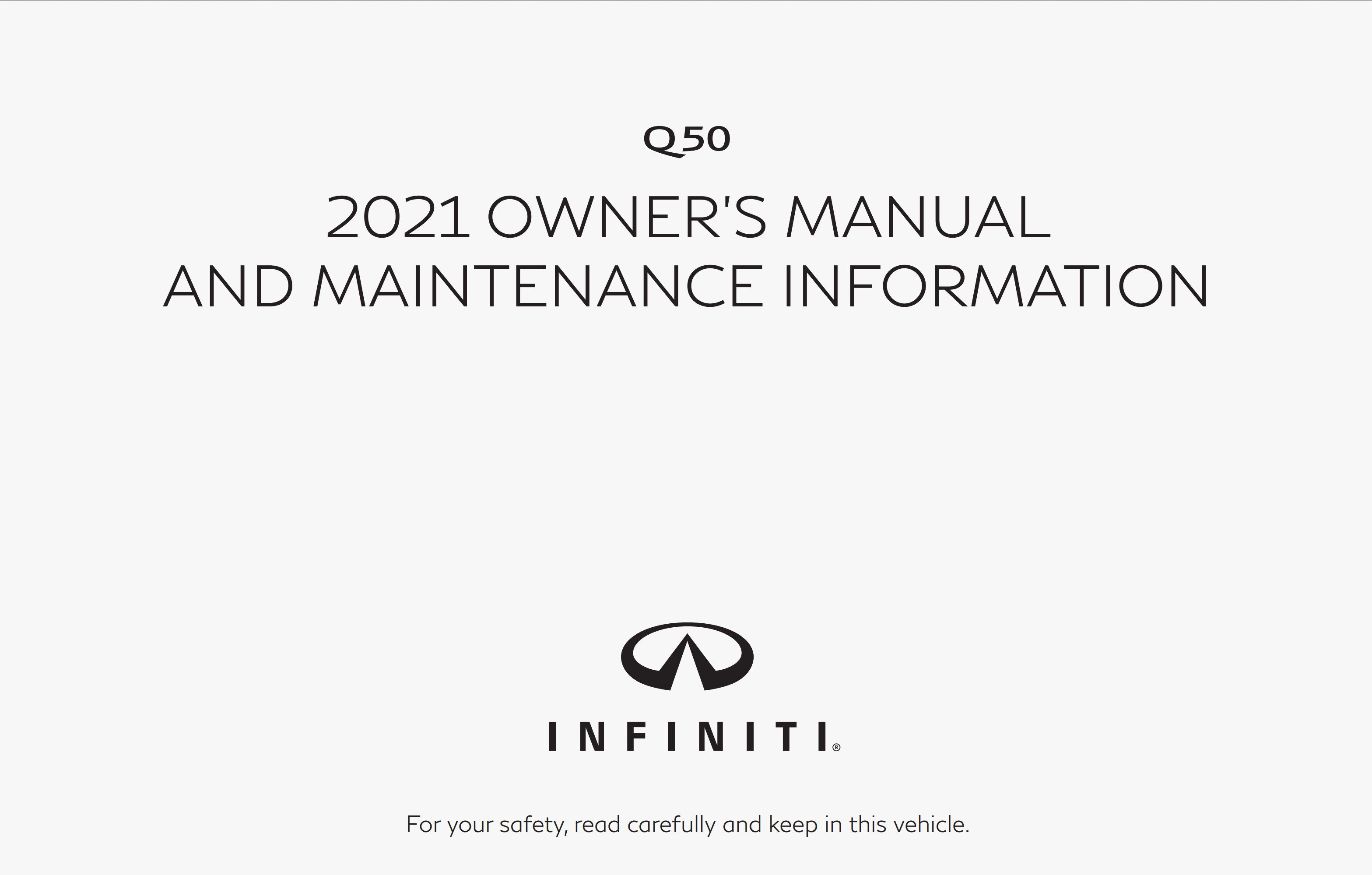 2021 infiniti q50 owner's manual