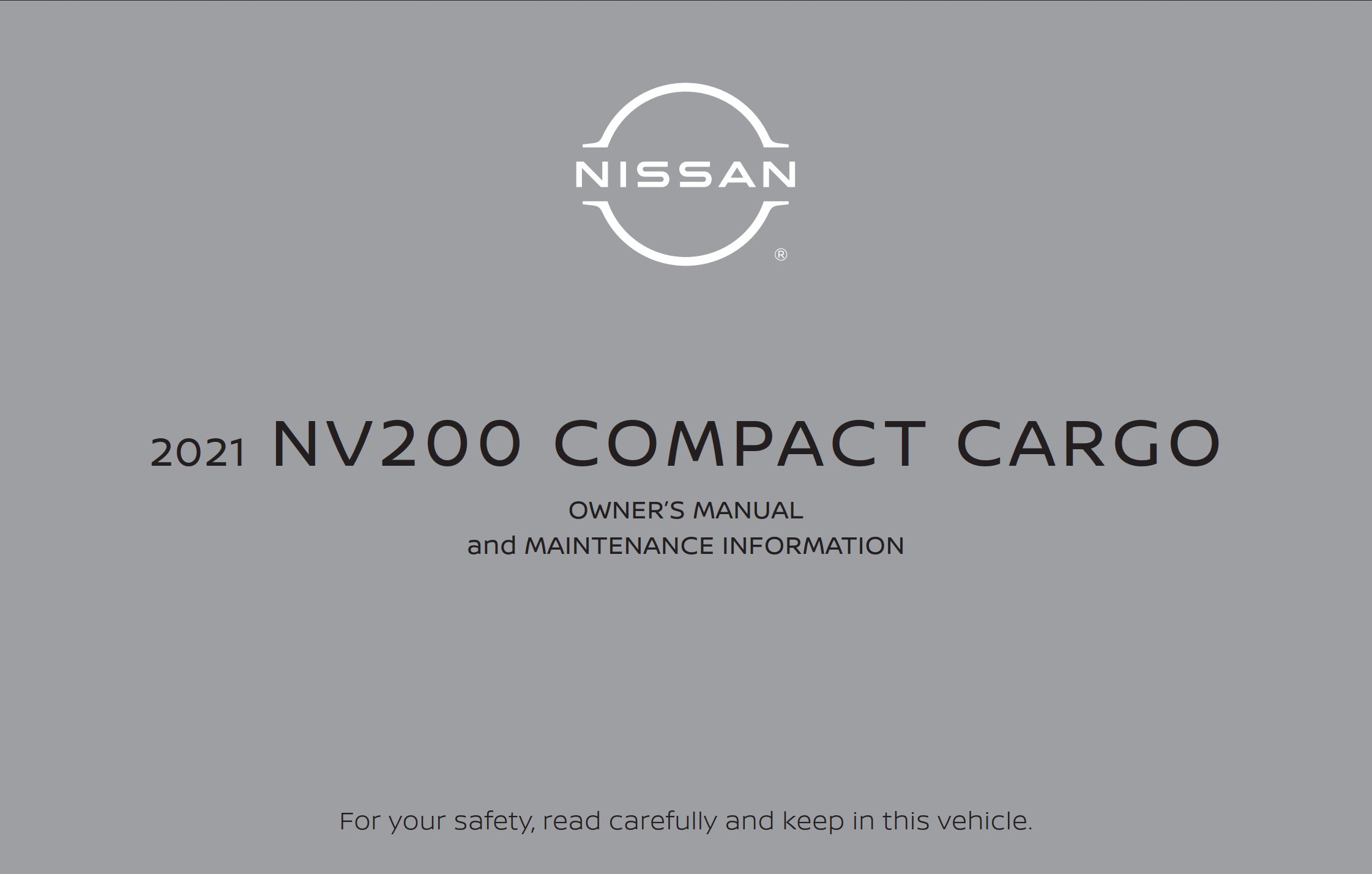 2021 nissan nv200 compact cargo owner's manual