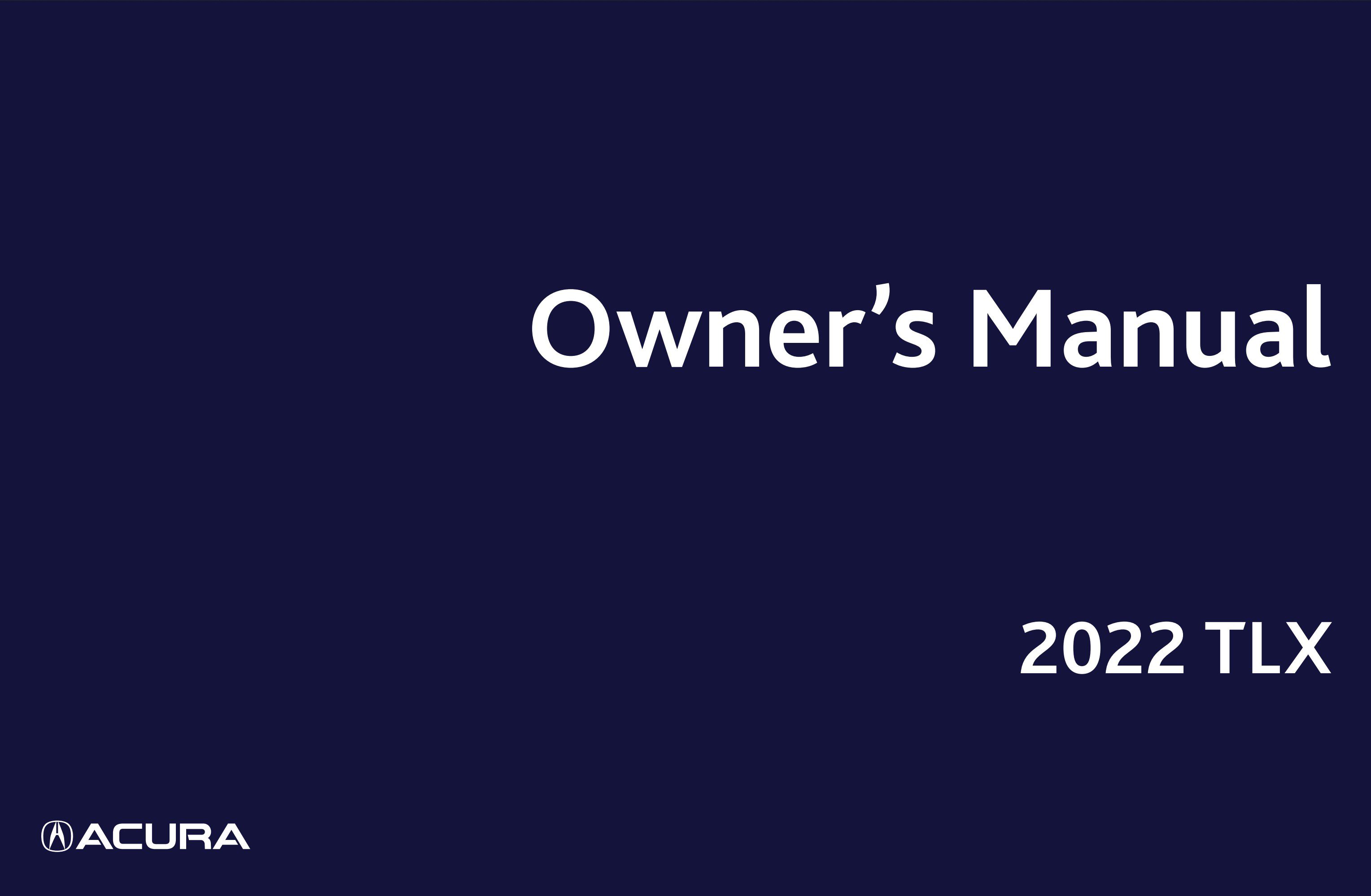 2022 acura tlx owner's manual