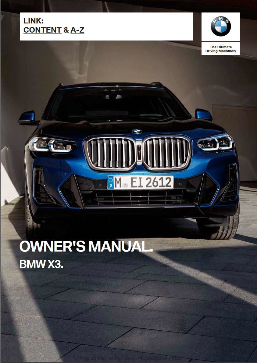 2022 bmw x3 owner's manual