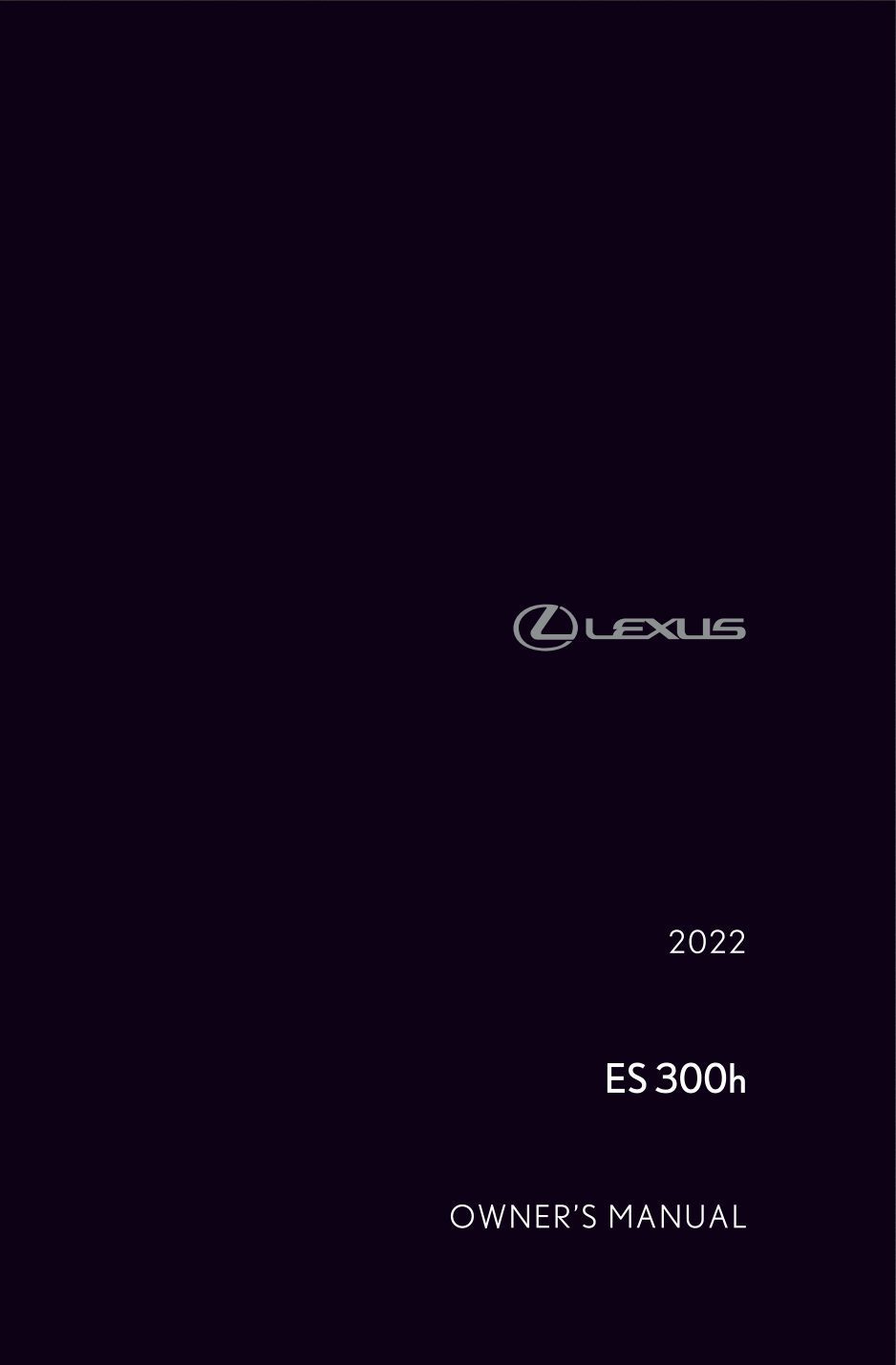 2022 lexus es 300h owner's manual