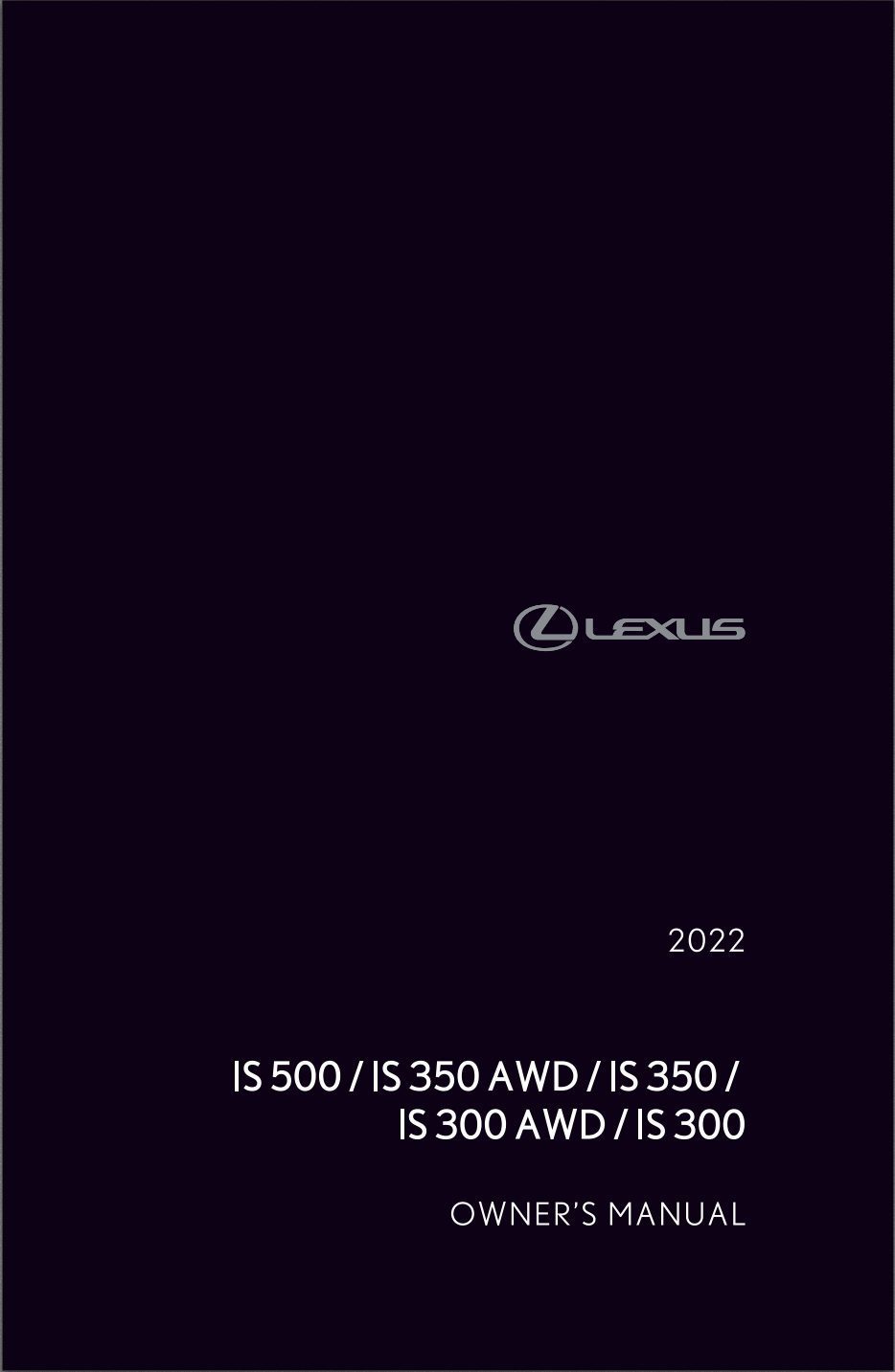 2022 lexus is300 owner's manual