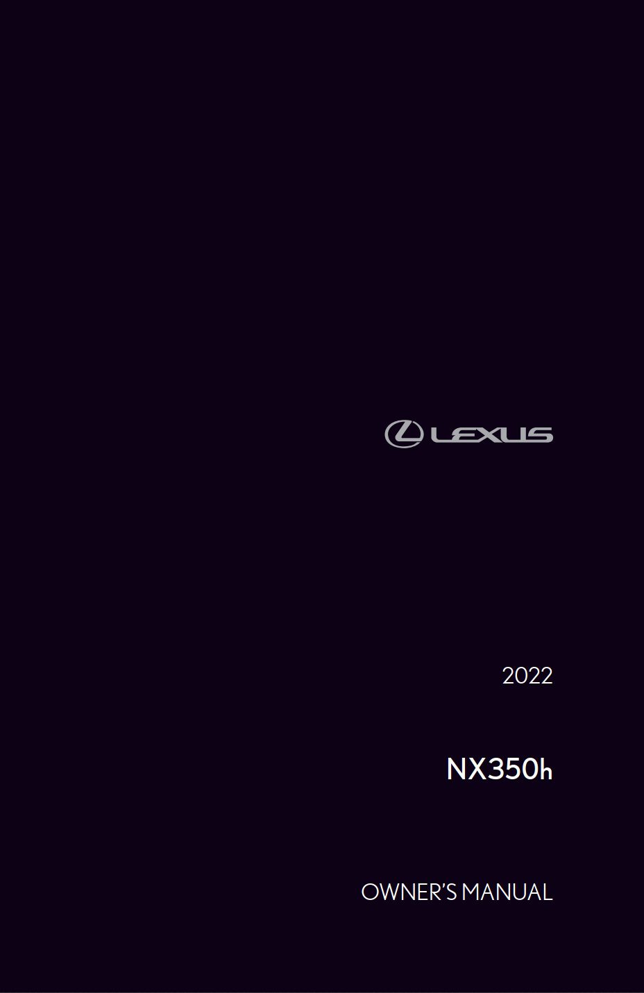 2022 lexus nx 300h owner's manual