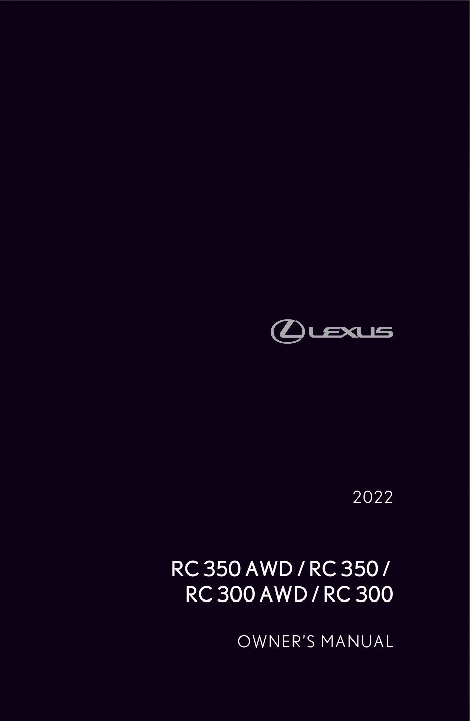 2022 lexus rc350 owner's manual