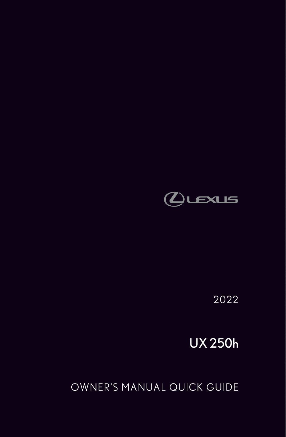 2022 lexus ux owner's manual