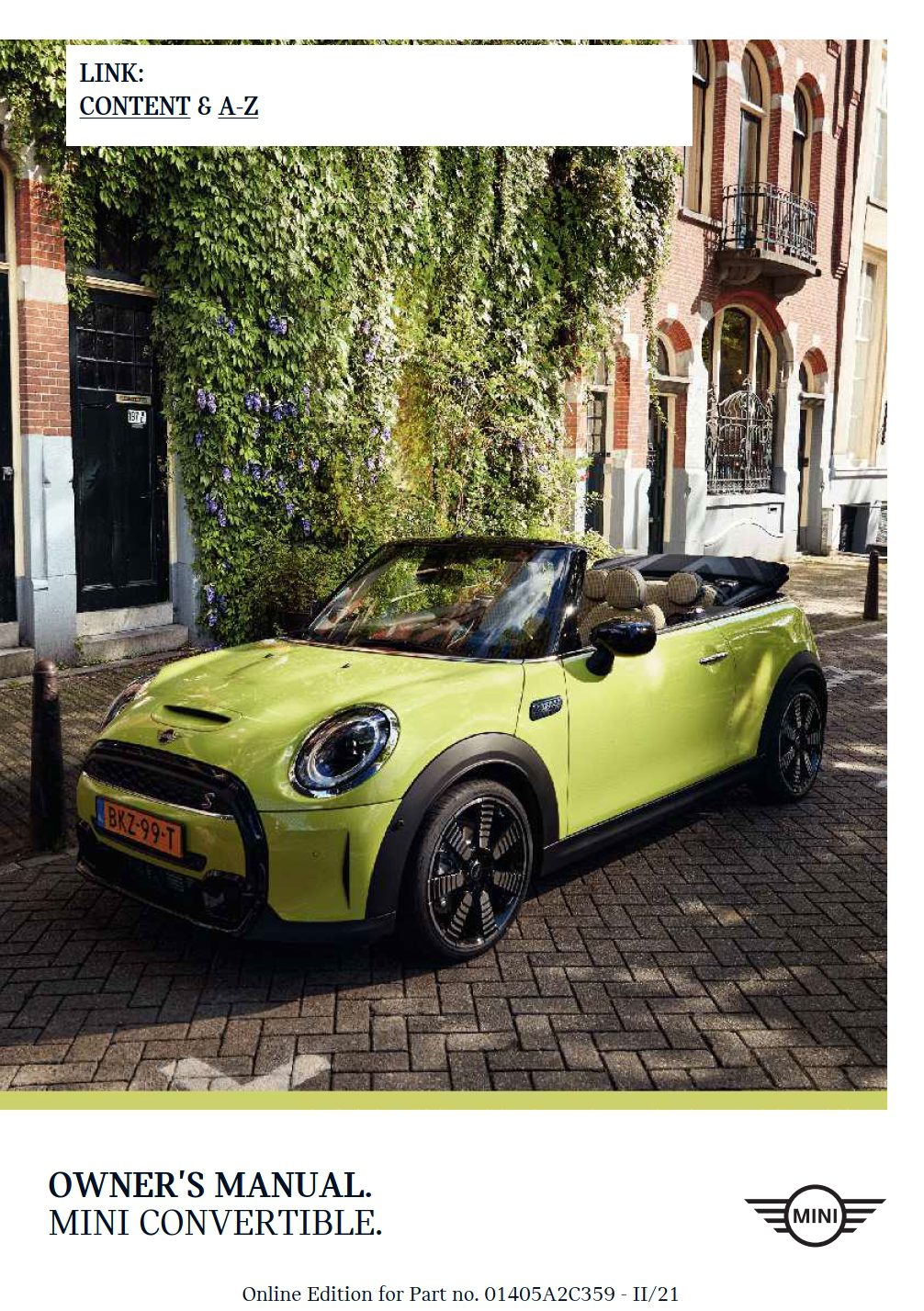 2022 mini cooper convertible owner's manual