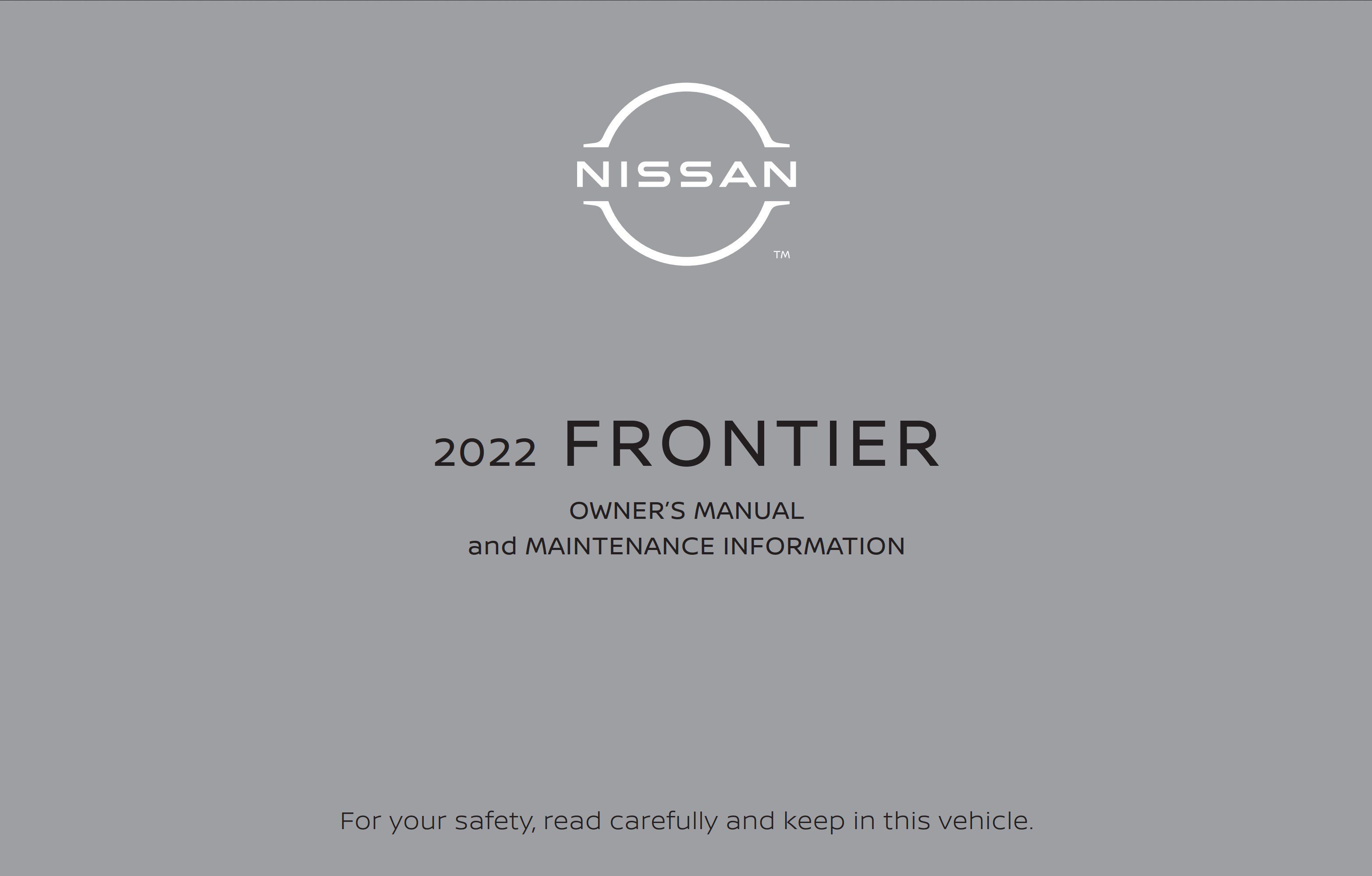 2022 nissan frontier owner's manual