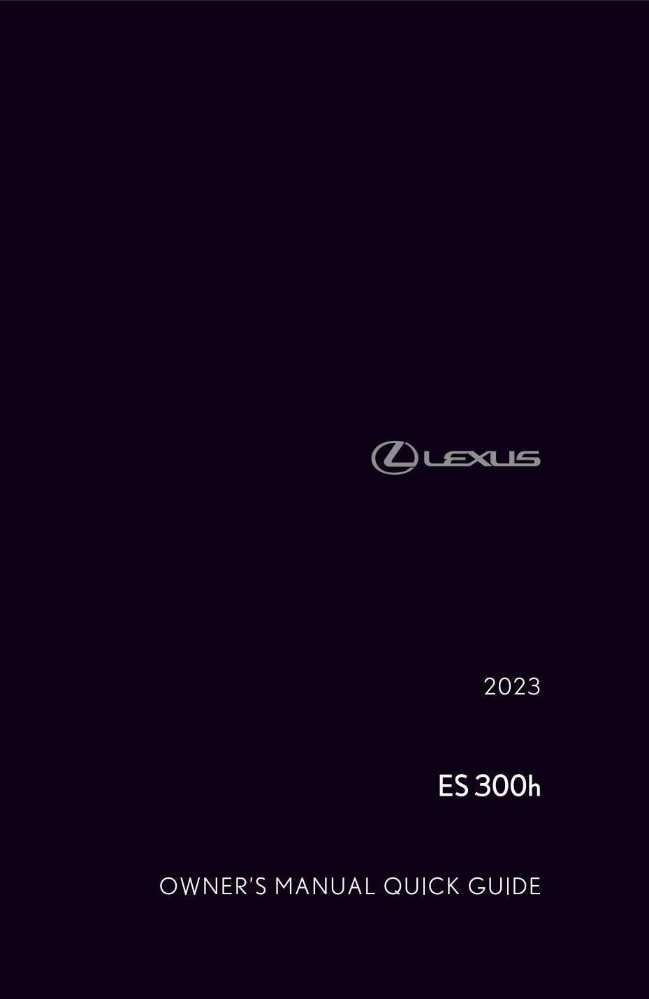 2023 lexus es 300h owner's manual