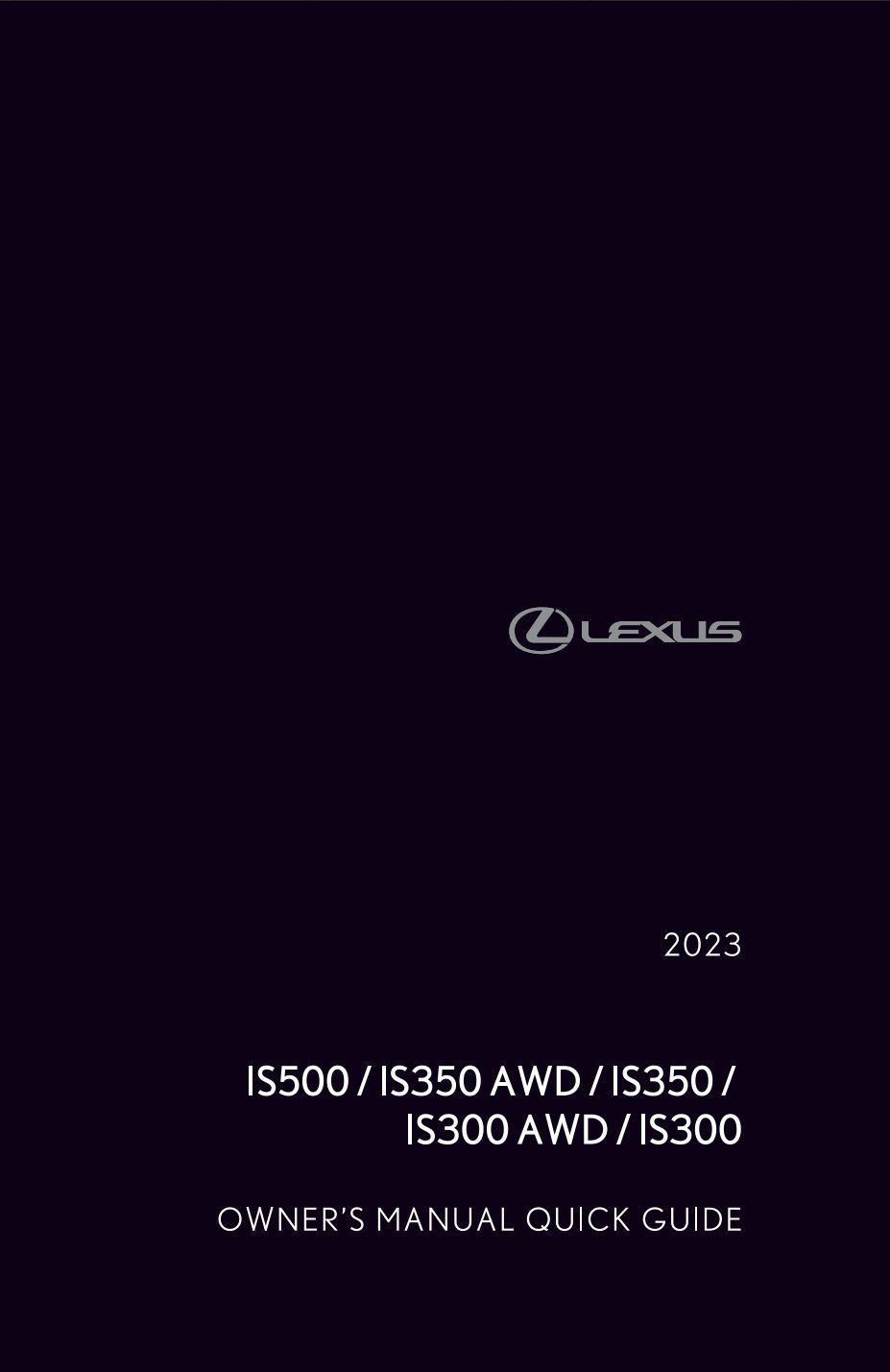 2023 lexus is300 owner's manual