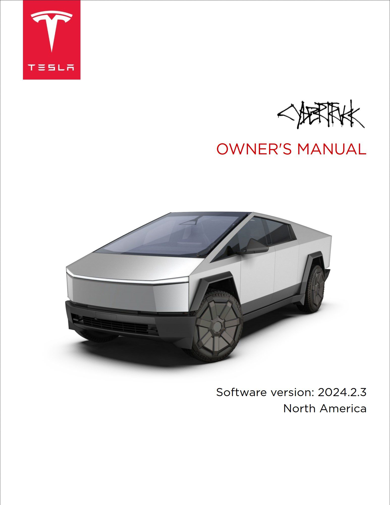 2024 tesla cybertruck owner's manual