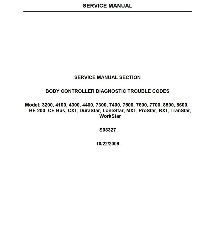 body controller diagnostic trouble codes international 3200, 4100, 4300, 4400, 7300, 7400, 7500, 7600, 7700, 8500, 8600 list of fault codes