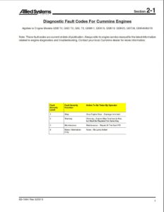 cummins engine fault codes for qsb t2, qsc t2, qsl t2, qsm11, qsx15, qsk19, qsk23, qst30
