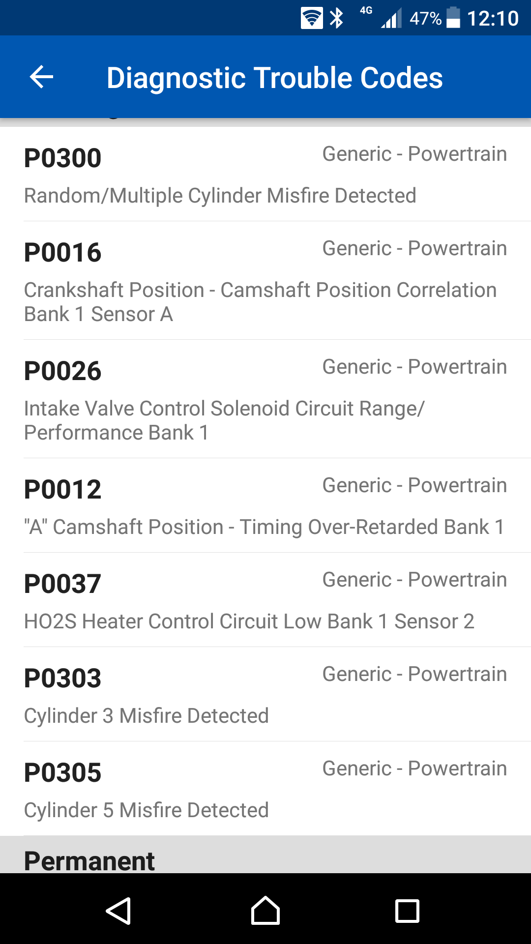 description of kia specific fault codes