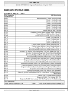 diagnostic trouble codes for bmw