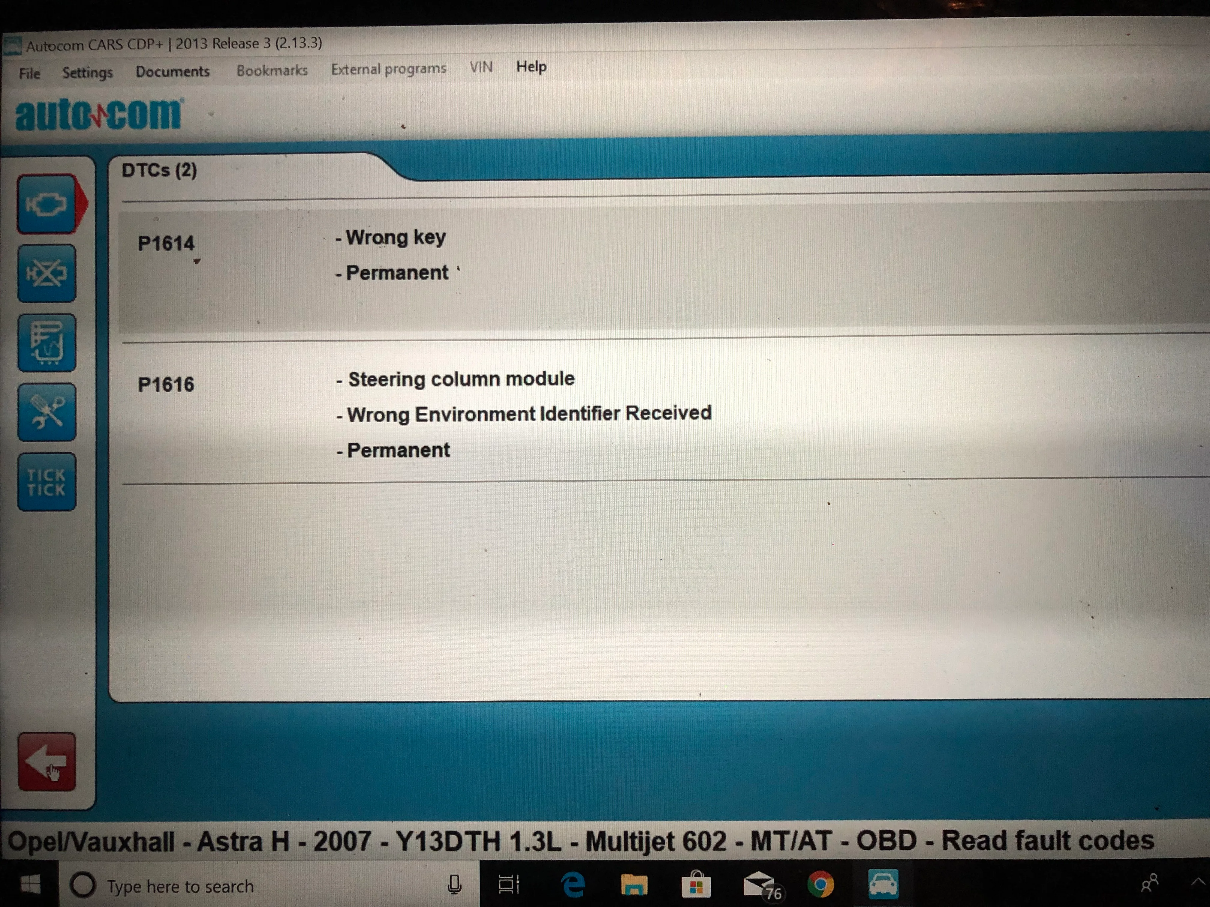 fault codes for opel astra