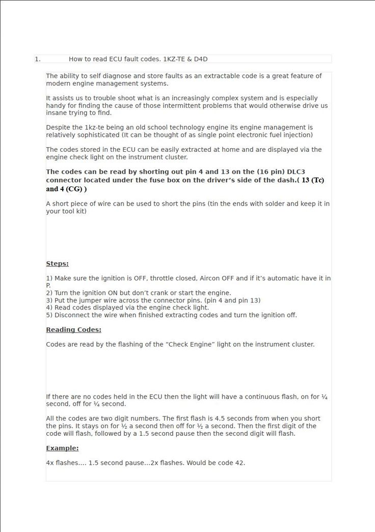 how to read the fault codes on your toyota kzte electronic control unit